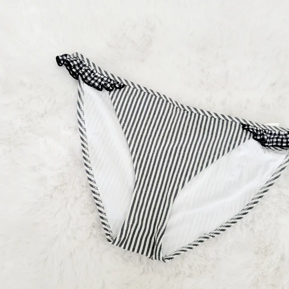 🕶AERIE TIE BACK BIKINI TOP AND SEERSUCKER RUFFLE BIKINI BOTTOM GINGHAM SIZE S - Picture 7 of 12